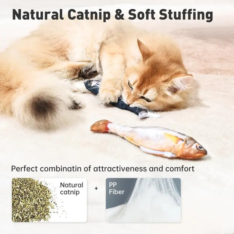 Ultra-Realistic Flopping Fish Cat Toys 3 Pack, Interactive Cat Toys for All Breeds