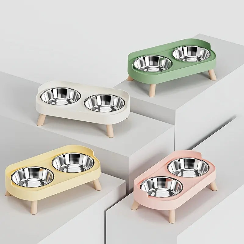 Double Bowl Design Pet Feeding Bowl
