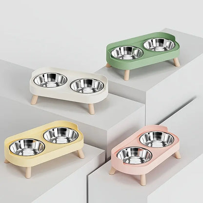 Double Bowl Design Pet Feeding Bowl