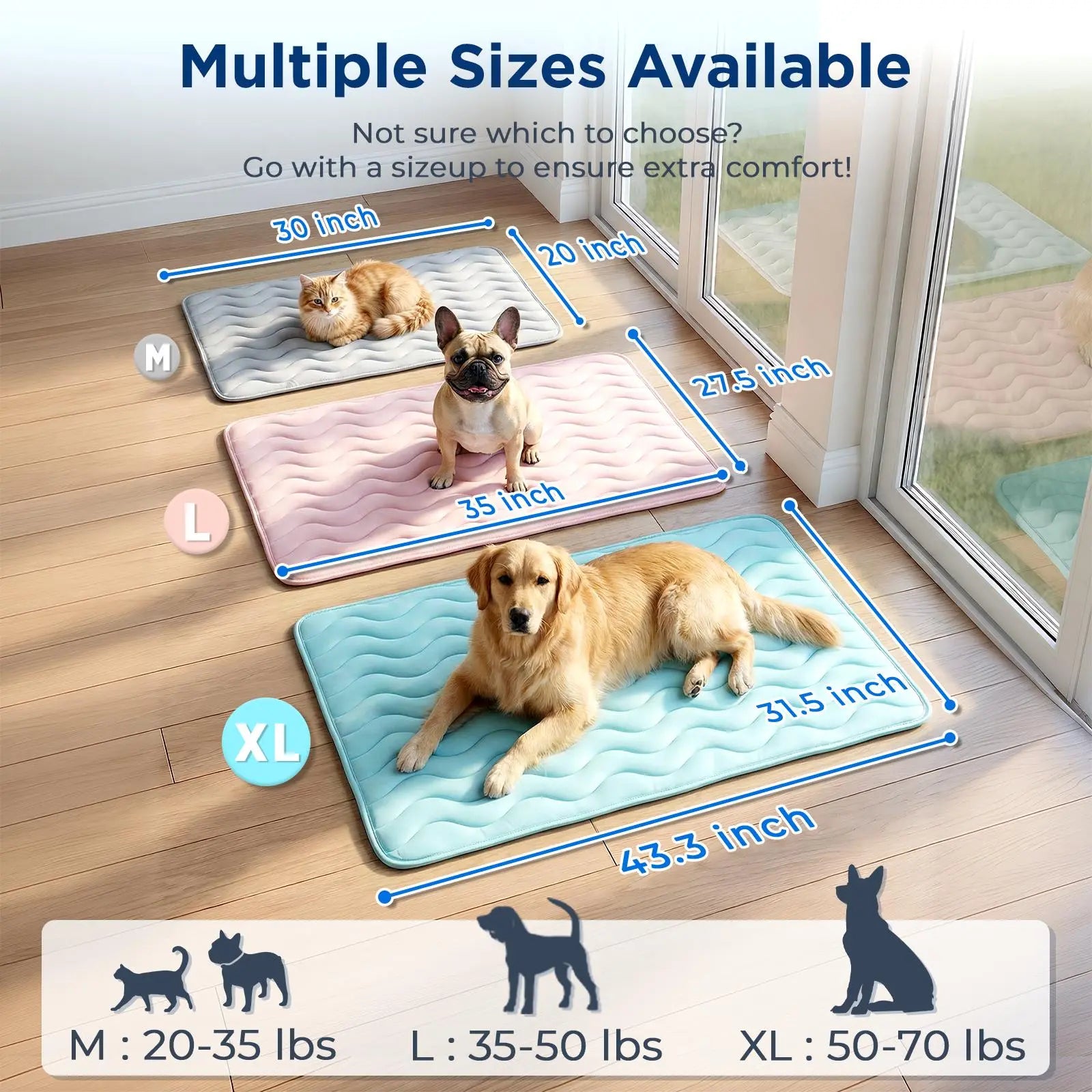 Beat the heat this summer! 🌞🐾 Check out our 30"x20" Dog Cooling Mat - perfect for large dogs and cats! Durable, portable, and made with thickened cool fiber for ultimate comfort. Ideal for indoor & outdoor fun! 💙 #PetCooling #SummerVibes