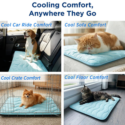 Beat the heat this summer! 🌞🐾 Check out our 30"x20" Dog Cooling Mat - perfect for large dogs and cats! Durable, portable, and made with thickened cool fiber for ultimate comfort. Ideal for indoor & outdoor fun! 💙 #PetCooling #SummerVibes