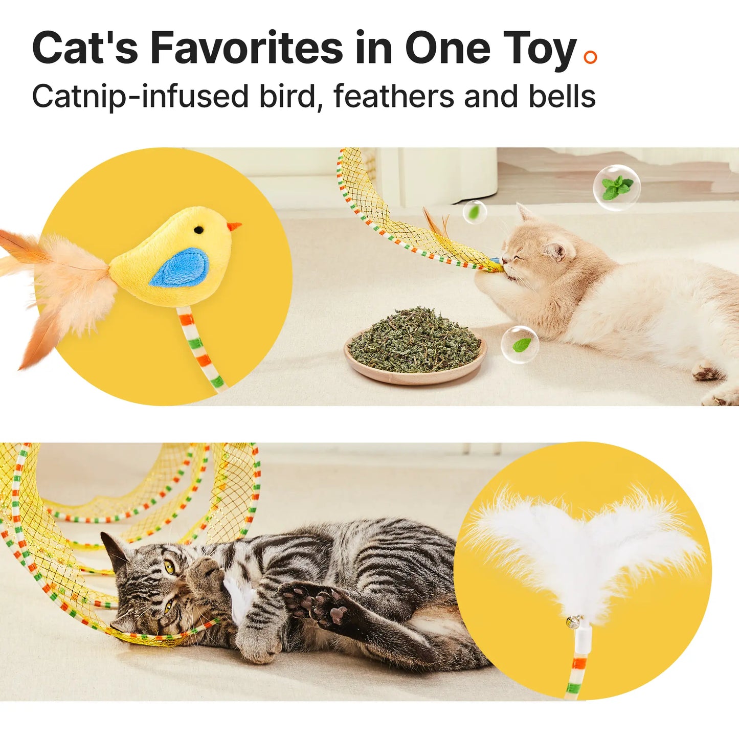 Unleash the Fun! 🐾 Potaroma Spiral Tunnel Cat Toy - Collapsible, Feathery & Jingly Playtime for Your Indoor Kitty! 🐱✨ 20 Inches of Adventure Awaits!