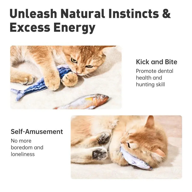Ultra-Realistic Flopping Fish Cat Toys 3 Pack, Interactive Cat Toys for All Breeds