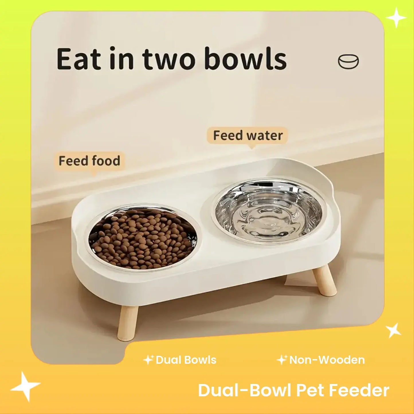 Double Bowl Design Pet Feeding Bowl