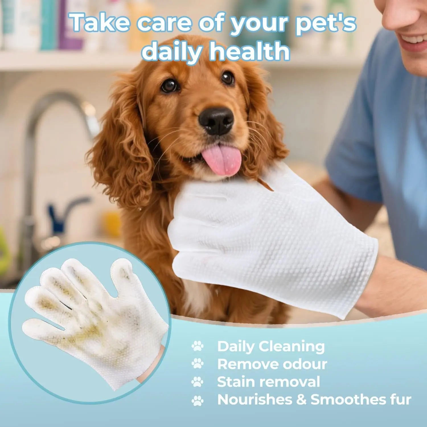 Say goodbye to messy bath times! 🐾✨ Check out our Pet Gloves & Wipes for easy grooming on-the-go! 🐶🐱 Hypoallergenic, moisturizing, and no rinse needed! Perfect for travel! 🧼✈️ #PetCare #GroomingEssentials
