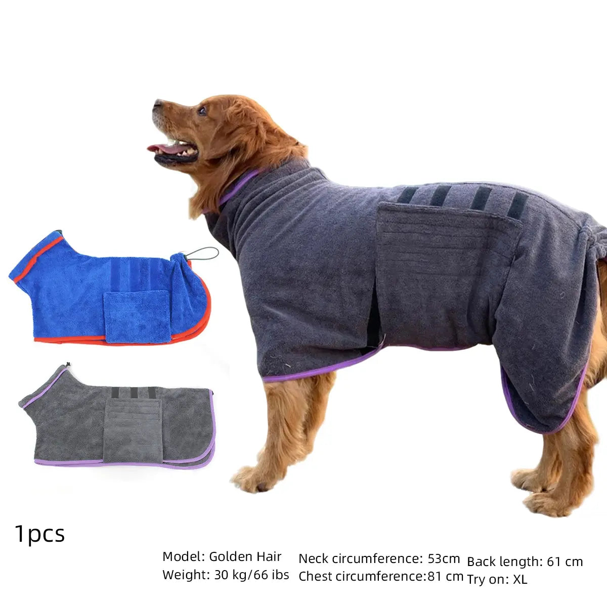 Quick-Dry Pet Bathrobe. Ideal for Cats Dogs